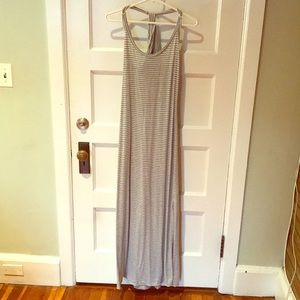 Grey and white stripped maxi dress